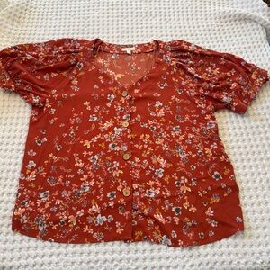 LC Lauren Conrad Floral Blouse Women’s XXL Lightweight Spring Summer Top